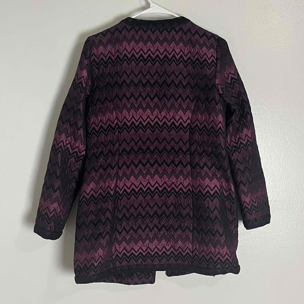 Chico Purple‎ Black Quilted Abstract Coat Jacket Size Small - Picture 8 of 11
